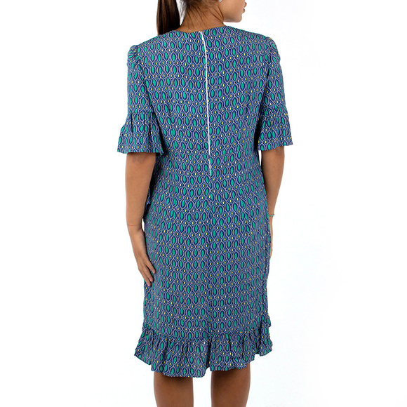 ELMAS PHIL BLUE, GREEN, YELLOW DRESS | WOMENS SIZE L - Picture 4 of 5